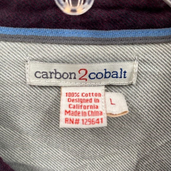 Carbon 2 Cobalt Shirt Mens Large Burgundy‎ Long Sleeve Button Up Maroon - Picture 10 of 13